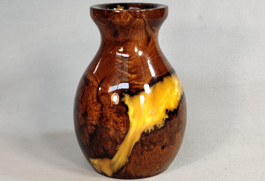 Wooden / Epoxy Vase Hand Carved Russian Olive Burl Wood